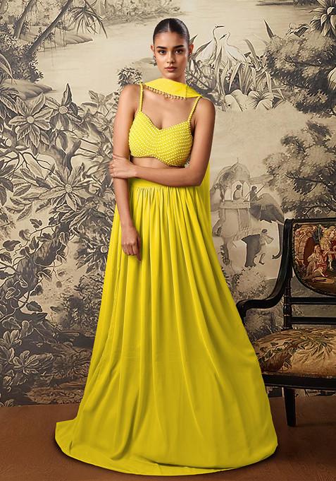 Yellow Lehenga Set With Hand Embroidered Blouse And Dupatta