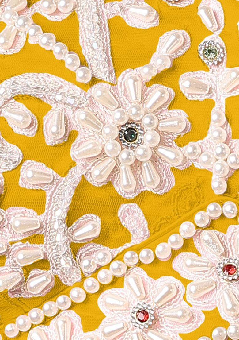 Yellow Lehenga Set With Hand Embroidered Blouse And Jacket