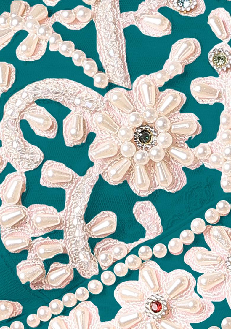 Green Lehenga Set With Hand Embroidered Blouse And Jacket