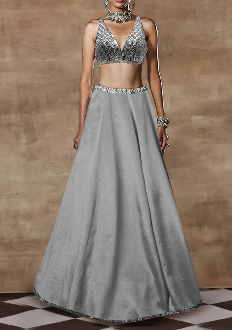 Black Lehenga Set With Hand Embroidered Blouse And Dupatta