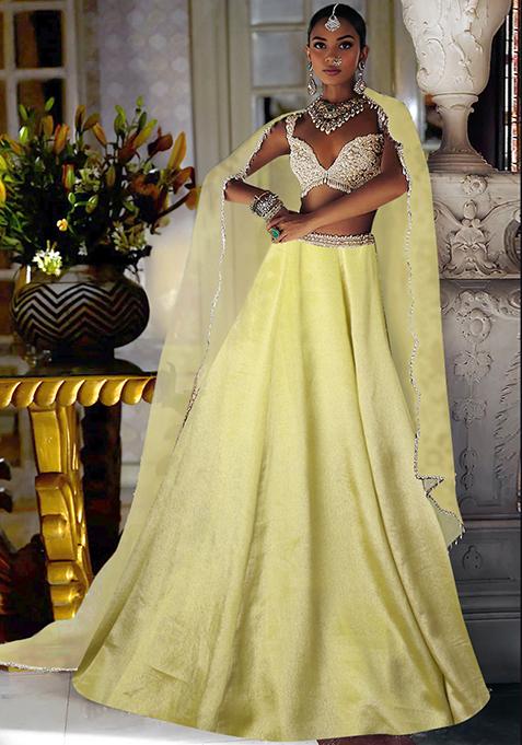 Yellow Lehenga Set With Hand Embroidered Blouse And Dupatta