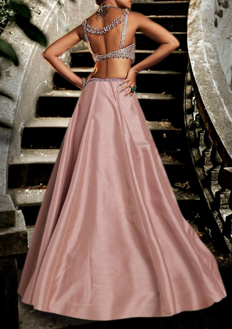 Pink Lehenga Set With Hand Embroidered Blouse And Dupatta