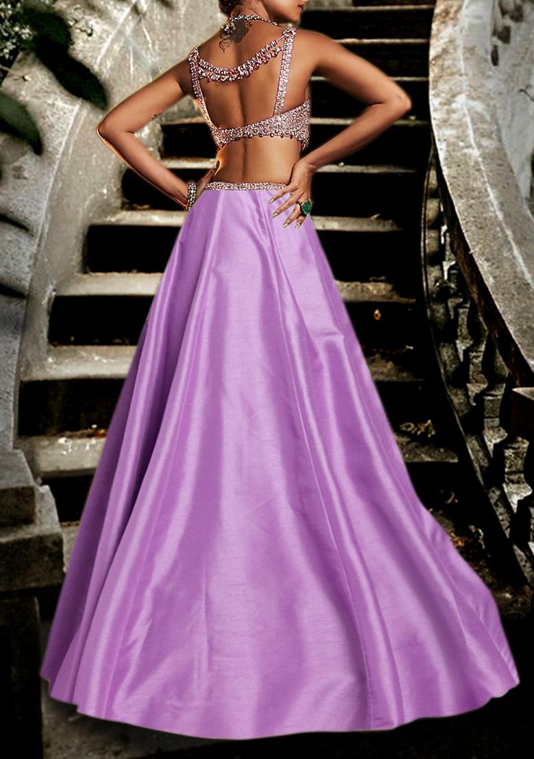 Purple Lehenga Set With Hand Embroidered Blouse And Dupatta