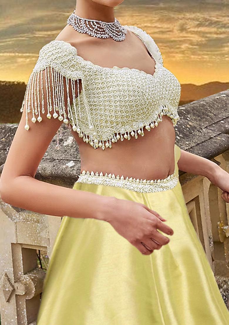 Blue Lehenga Set With Hand Embroidered Blouse And Dupatta