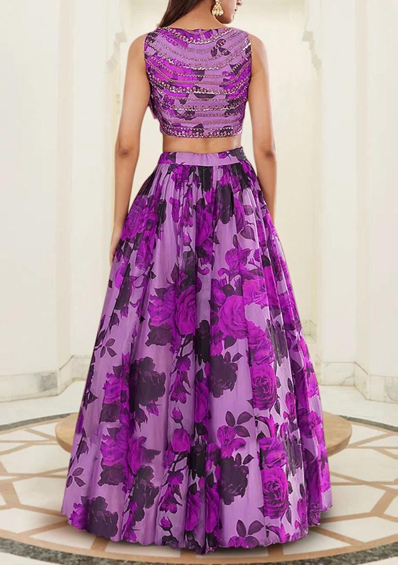 Pink Lehenga Set With Hand Embroidered Blouse And Dupatta