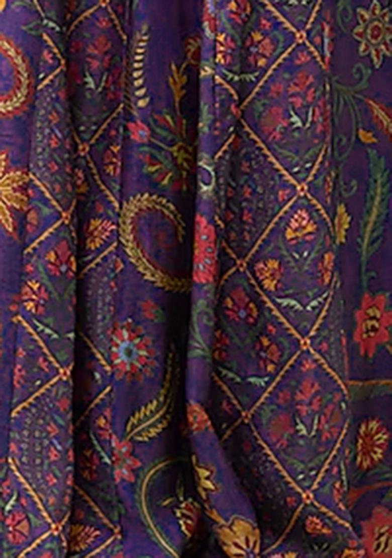 Purple Lehenga Set With Hand Embroidered Blouse And Dupatta