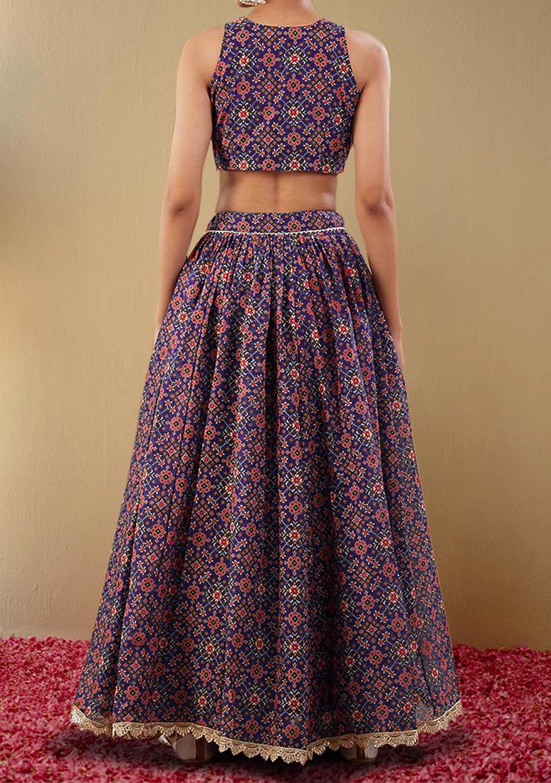 Purple Lehenga Set With Hand Embroidered Blouse And Dupatta