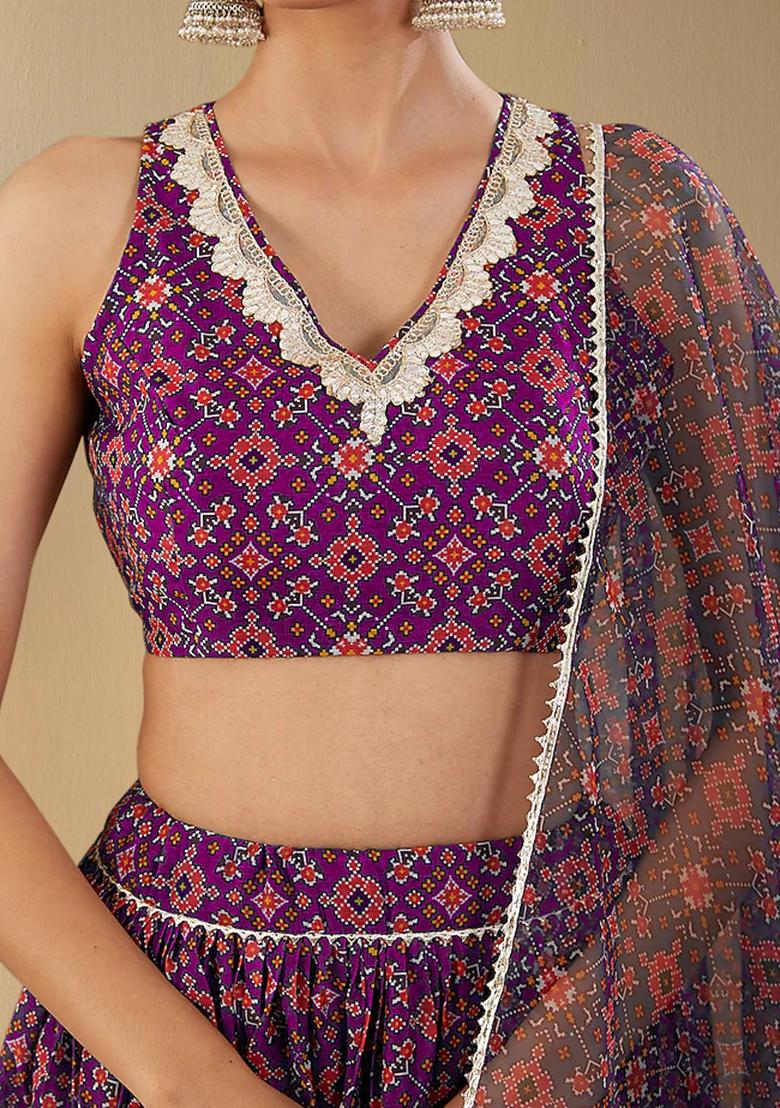 Pink Lehenga Set With Hand Embroidered Blouse And Dupatta