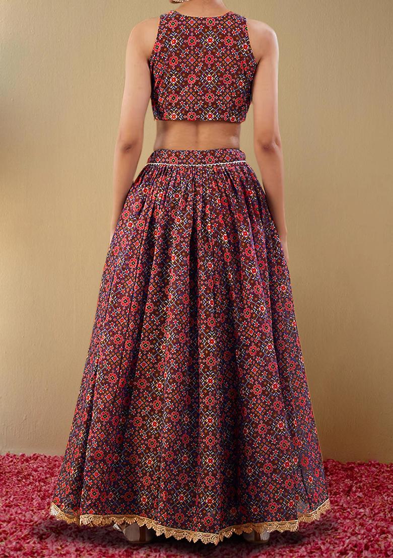 Red Lehenga Set With Hand Embroidered Blouse And Dupatta