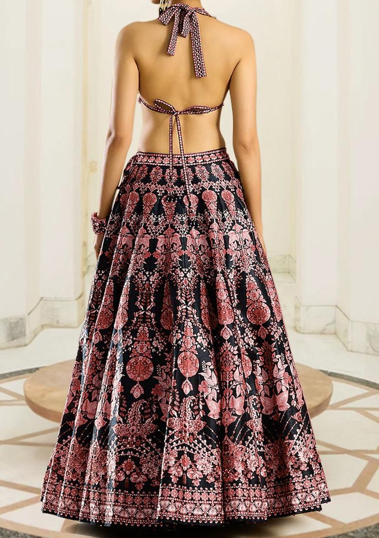 Pink Lehenga Set With Hand Embroidered Blouse And Dupatta