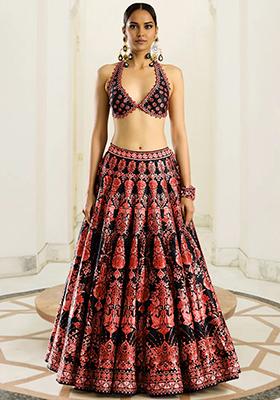 Red Lehenga Set With Hand Embroidered Blouse And Dupatta