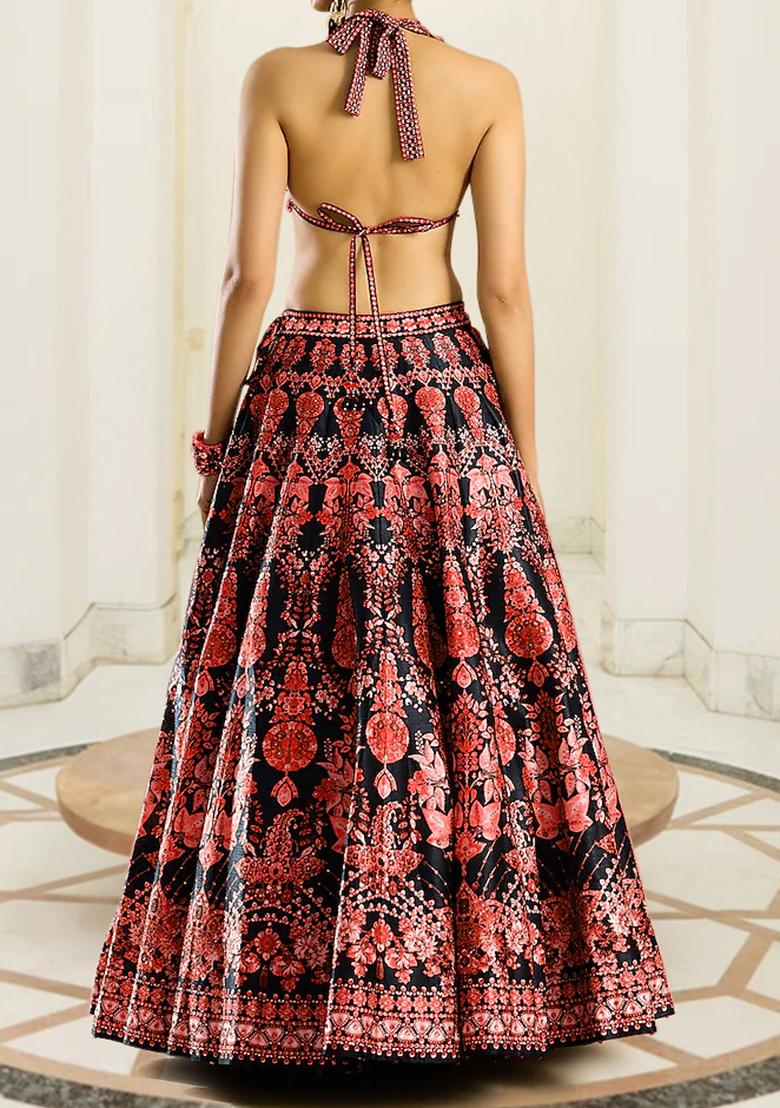 Red Lehenga Set With Hand Embroidered Blouse And Dupatta