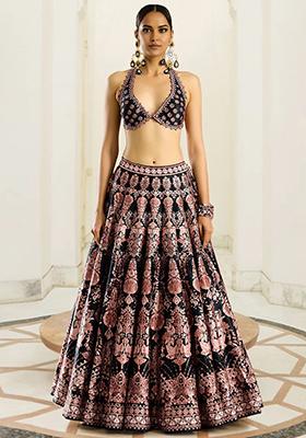 Peach Lehenga Set With Hand Embroidered Blouse And Dupatta
