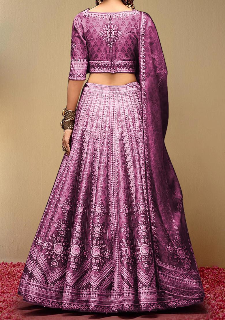 Burgundy Lehenga Set With Hand Embroidered Blouse And Dupatta