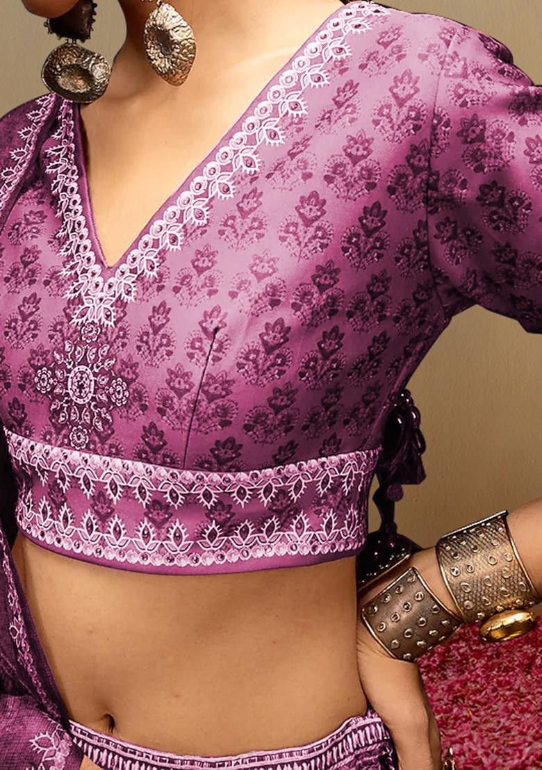 Burgundy Lehenga Set With Hand Embroidered Blouse And Dupatta
