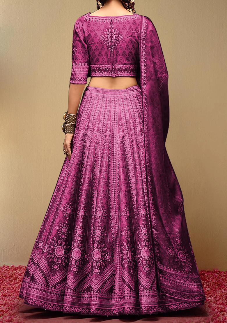 Cherry Red Lehenga Set With Hand Embroidered Blouse And Dupatta