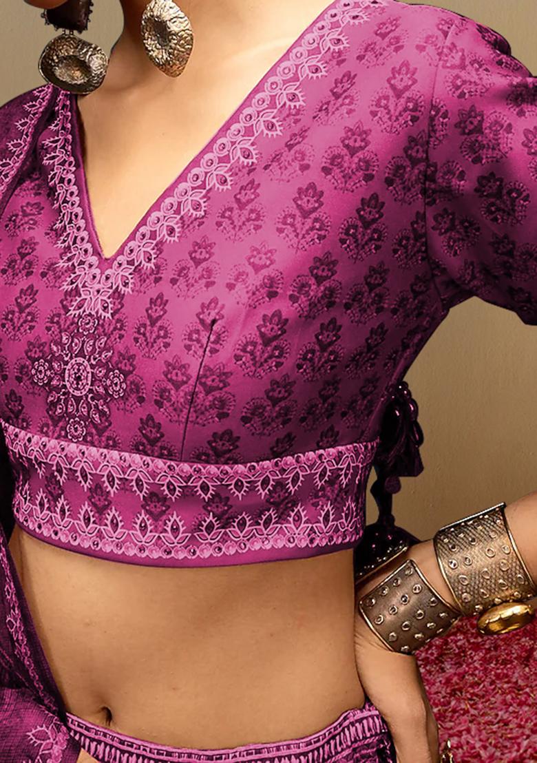 Cherry Red Lehenga Set With Hand Embroidered Blouse And Dupatta