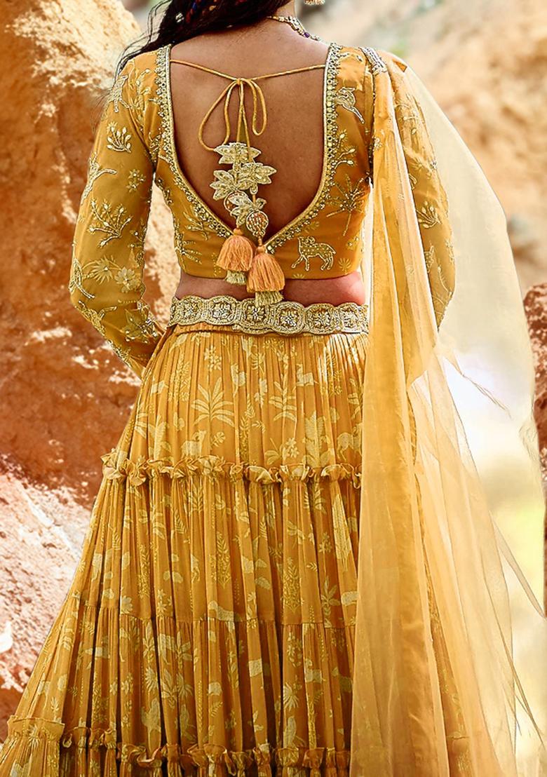 Yellow Lehenga Set With Hand Embroidered Blouse And Dupatta