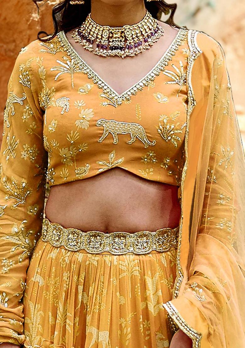 Yellow Lehenga Set With Hand Embroidered Blouse And Dupatta