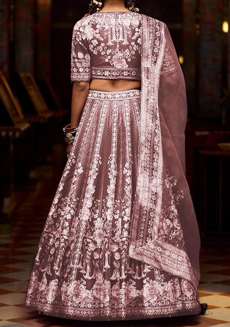 Blush Pink Lehenga Set With Hand Embroidered Blouse And Dupatta