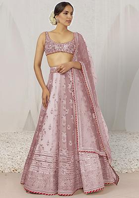 Blush Pink Lehenga Set With Hand Embroidered Blouse And Dupatta