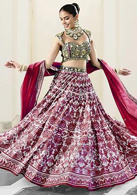 Red Lehenga Set With Hand Embroidered Blouse And Dupatta