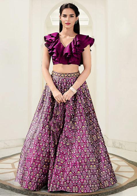 Pink Lehenga Set With Hand Embroidered Blouse