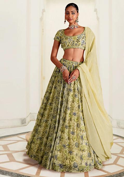 Yellow Lehenga Set With Hand Embroidered Blouse And Dupatta