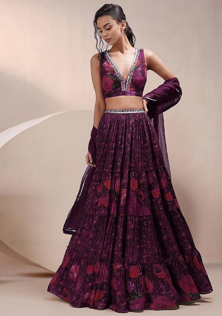 Rouge Pink Lehenga Set With Hand Embroidered Blouse And Dupatta