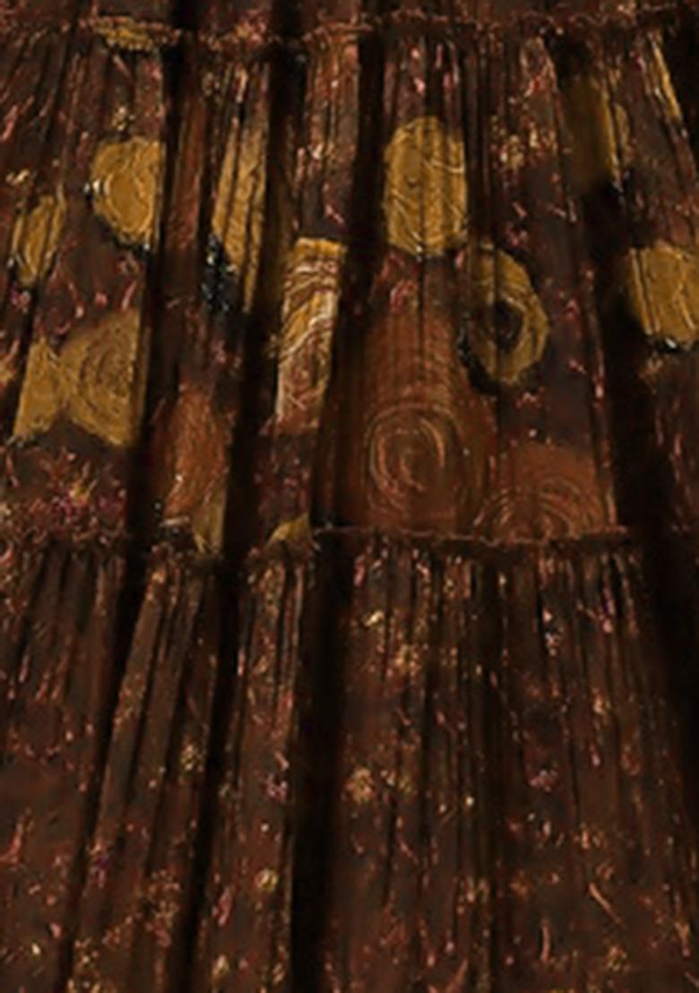 Brown Lehenga Set With Hand Embroidered Blouse And Dupatta