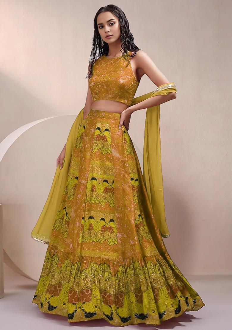 Yellow Lehenga Set With Hand Embroidered Blouse And Dupatta