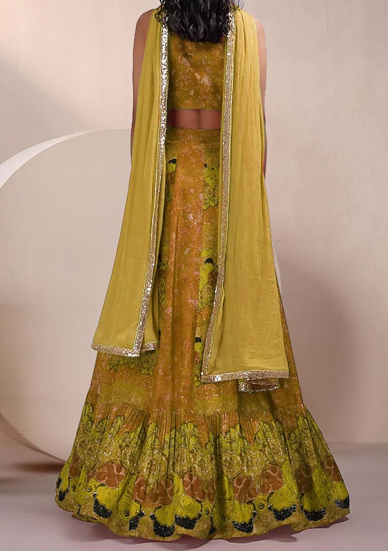 Yellow Lehenga Set With Hand Embroidered Blouse And Dupatta