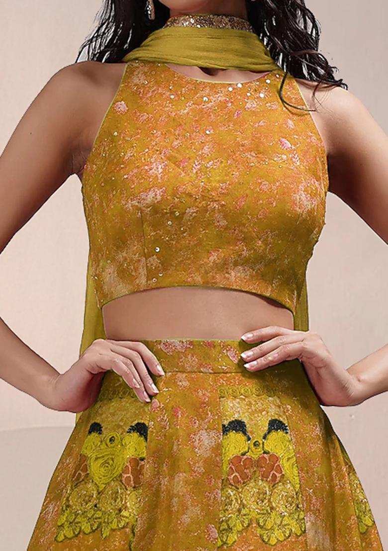 Yellow Lehenga Set With Hand Embroidered Blouse And Dupatta