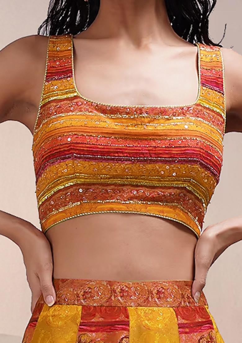 Yellow Lehenga Set With Hand Embroidered Blouse And Dupatta