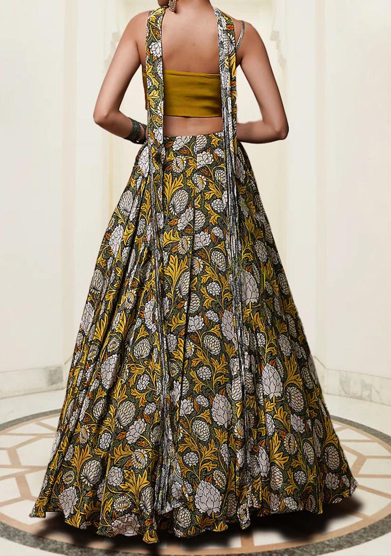 Yellow Lehenga Set With Hand Embroidered Blouse And Dupatta