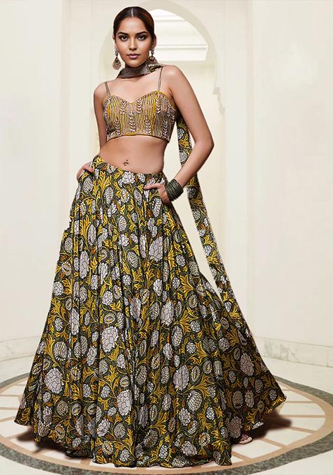 Yellow Lehenga Set With Hand Embroidered Blouse And Dupatta