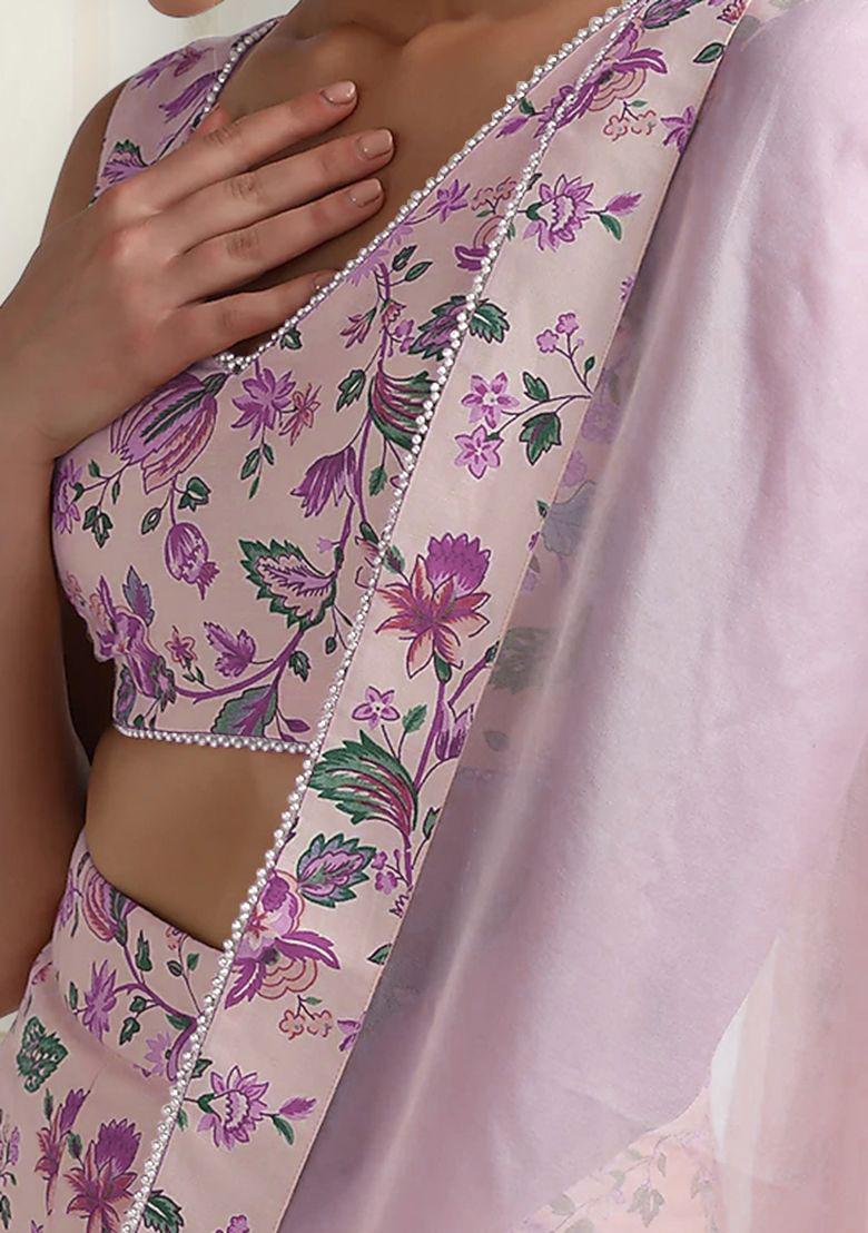 Pink Lehenga Set With Hand Embroidered Blouse And Dupatta