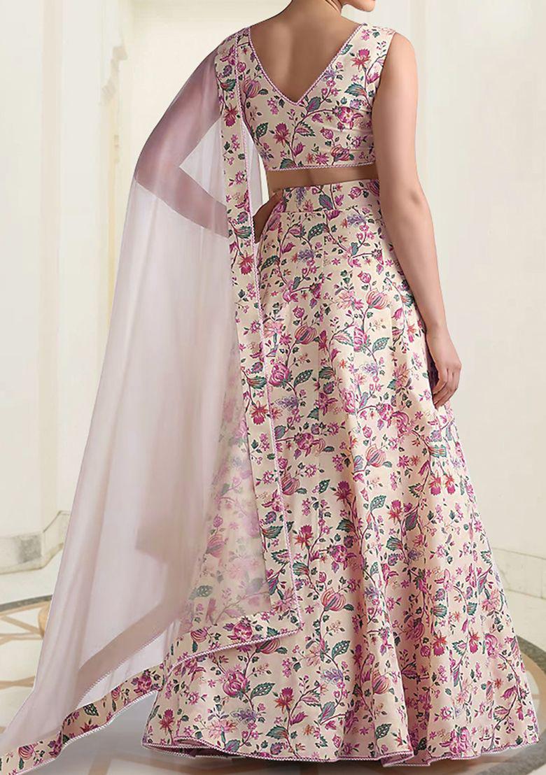 Blush Pink Lehenga Set With Hand Embroidered Blouse And Dupatta