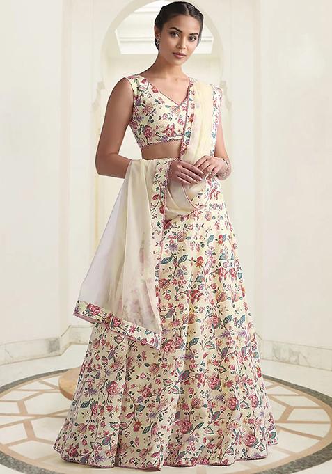 Yellow Lehenga Set With Hand Embroidered Blouse And Dupatta