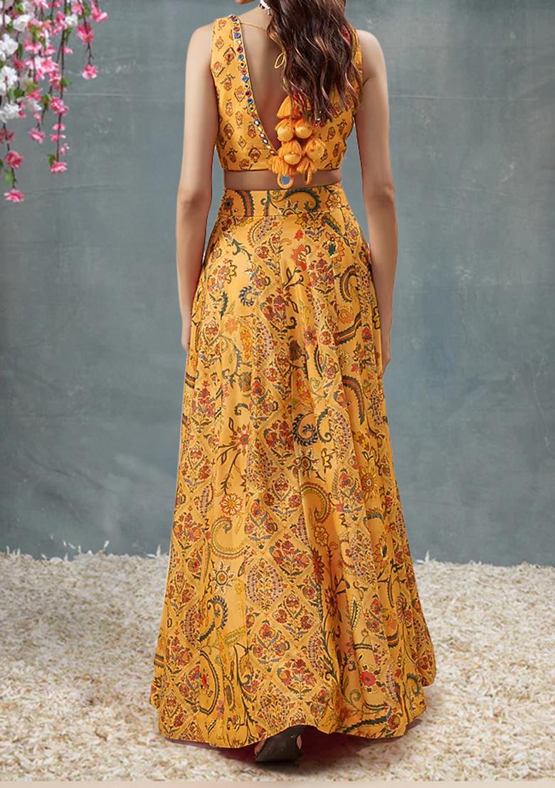 Yellow Lehenga Set With Hand Embroidered Blouse And Dupatta
