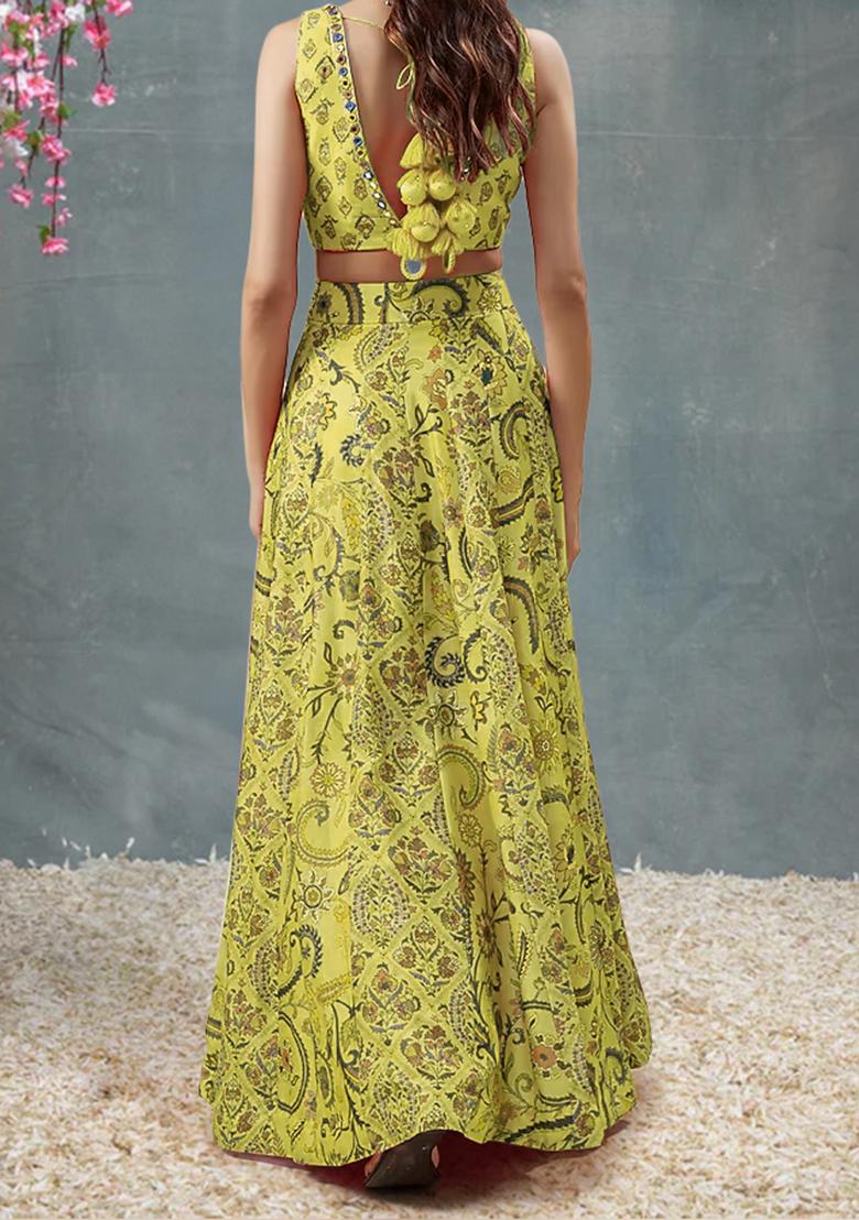 Green Lehenga Set With Hand Embroidered Blouse And Dupatta