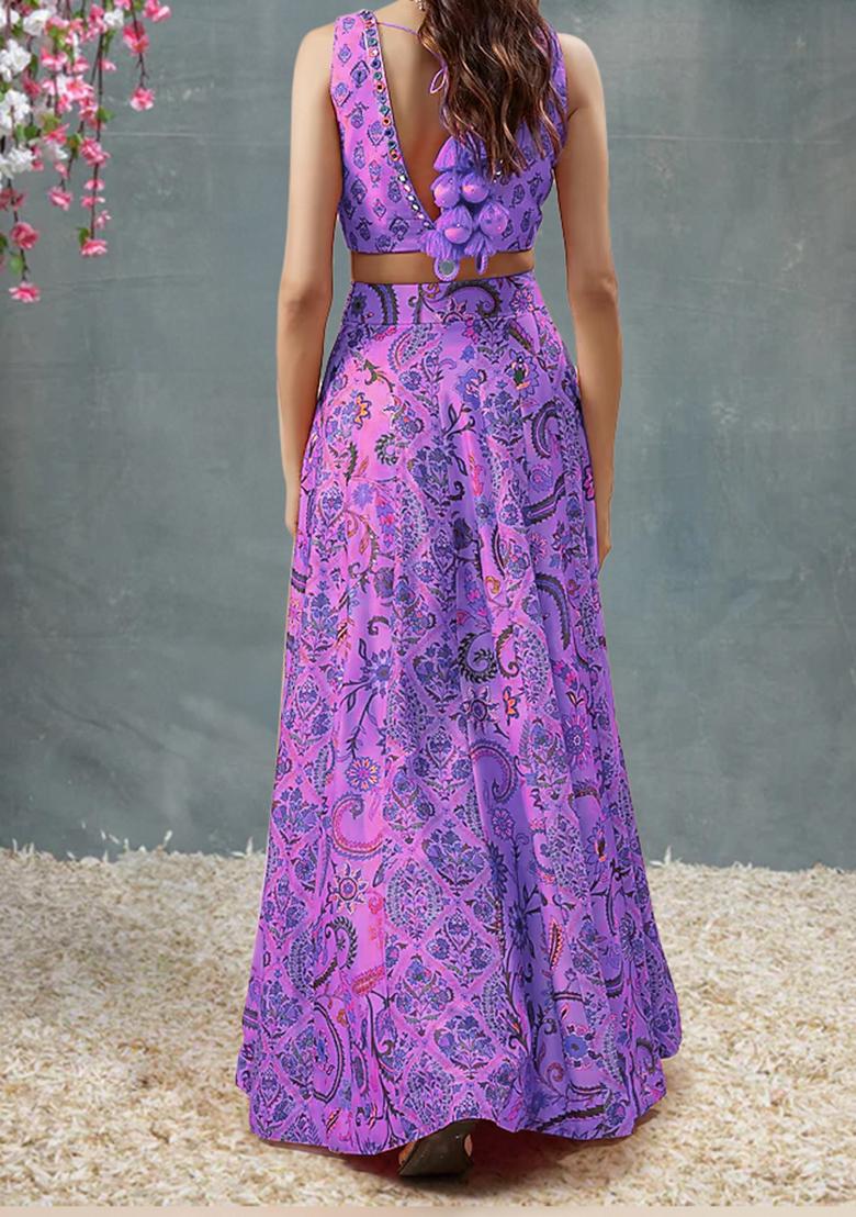 Pink Lehenga Set With Hand Embroidered Blouse And Dupatta