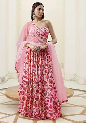 Red Lehenga Set With Hand Embroidered Blouse And Dupatta