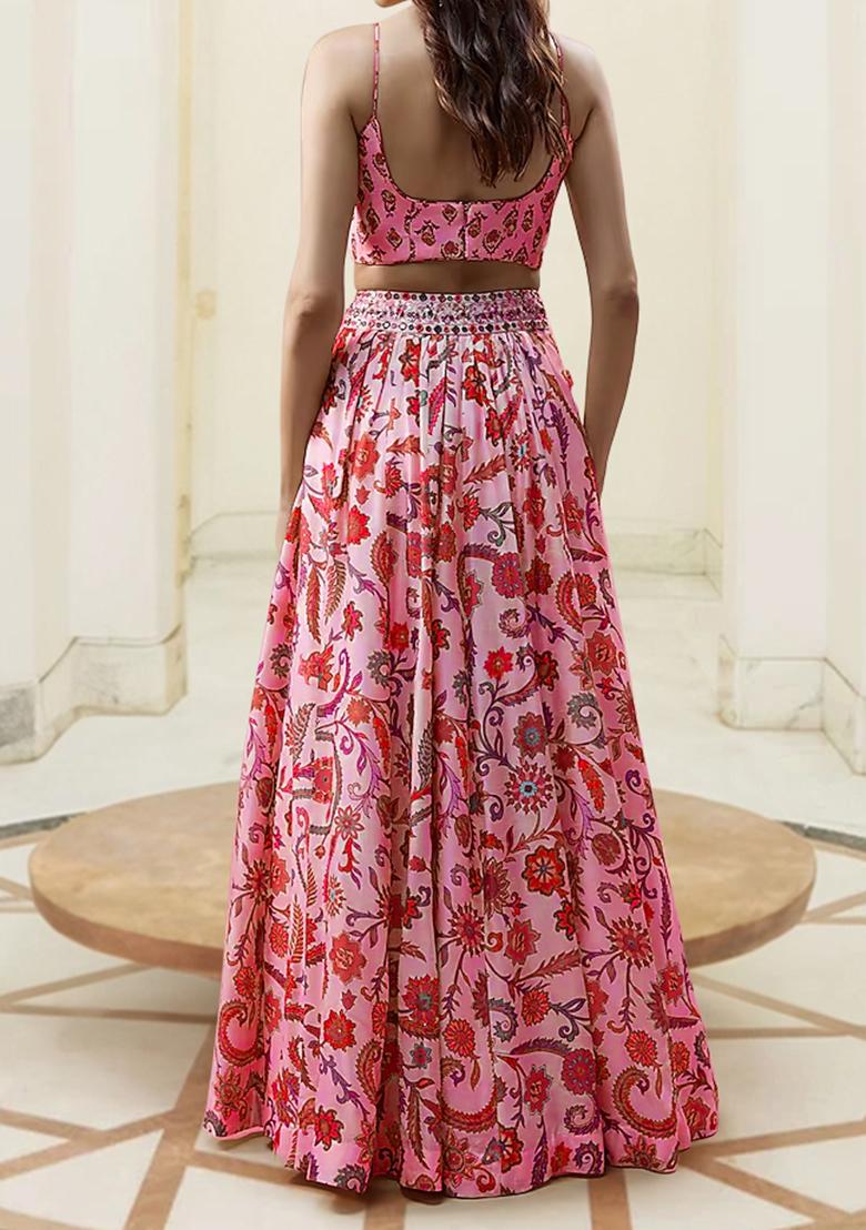 Red Lehenga Set With Hand Embroidered Blouse And Dupatta