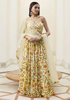 Yellow Lehenga Set With Hand Embroidered Blouse And Dupatta