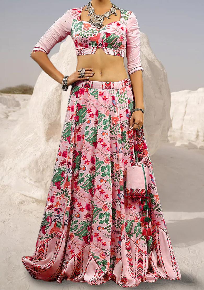 Red Lehenga Set With Hand Embroidered Blouse And Dupatta