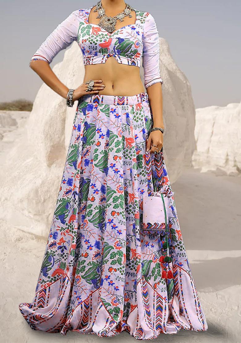 Pink Lehenga Set With Hand Embroidered Blouse And Dupatta