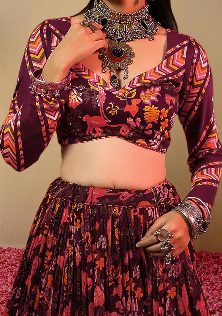 Red Lehenga Set With Hand Embroidered Blouse And Dupatta