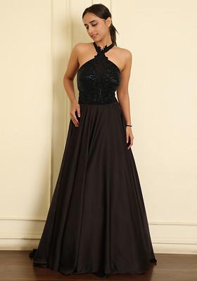 Black Lehenga Set With Hand Embroidered Blouse And Dupatta