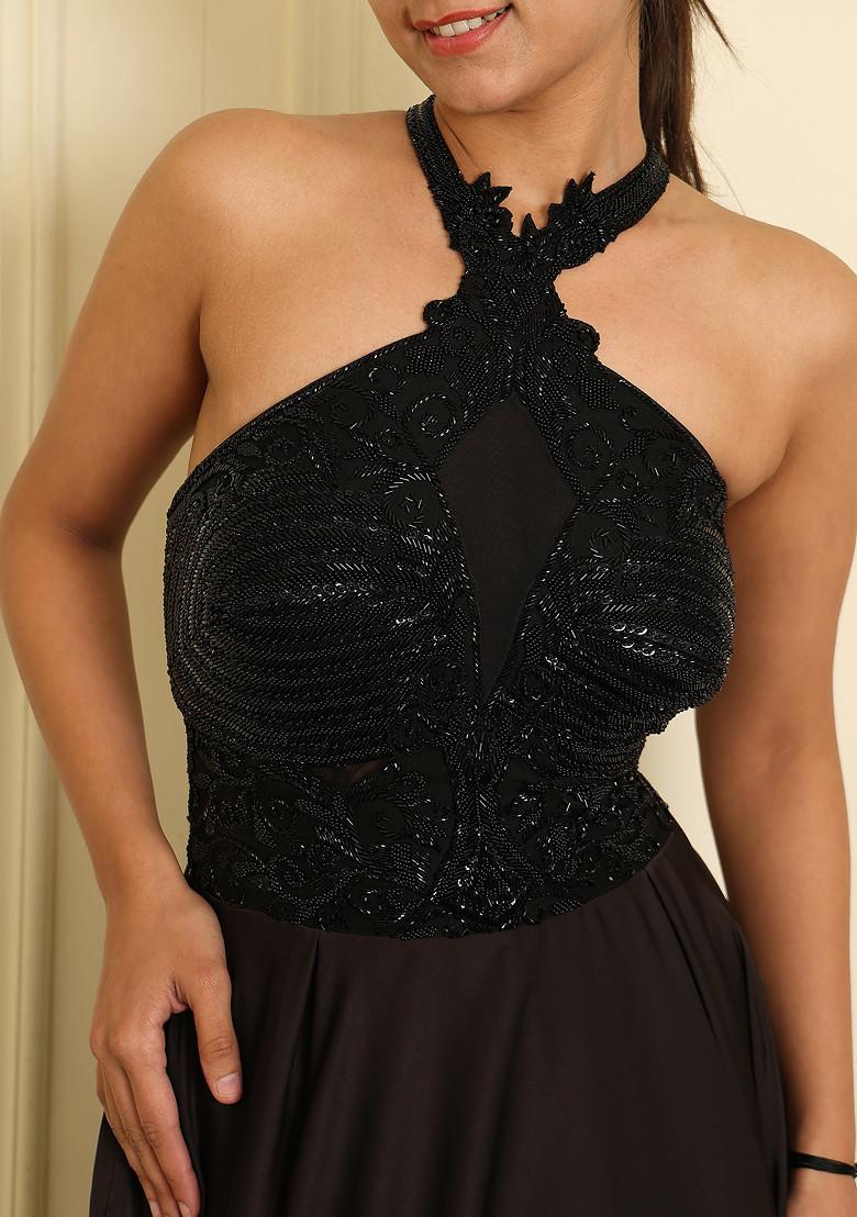 Black Lehenga Set With Hand Embroidered Blouse And Dupatta